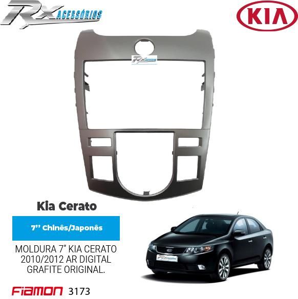 Moldura 2 DIN KIA Cerato 2010 a 2012 - Ar Digital ou Ar Analógico - Grafite Original