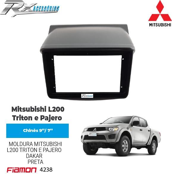 Moldura 9 / 7 Polegadas Fiamon para Mitsubishi Triton / Dakar (2009 até 2016) - Preta