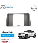 Moldura Padrão Pioneer 8'' e 9" Nissan Kicks - (Black Piano c/ friso Prata) e (Preta c/ friso Prata)