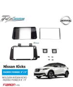 Moldura Padrão Pioneer 8'' e 9" Nissan Kicks - (Black Piano c/ friso Prata) e (Preta c/ friso Prata)