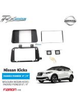 Moldura Padrão Pioneer 8'' e 9" Nissan Kicks - (Black Piano c/ friso Prata) e (Preta c/ friso Prata)