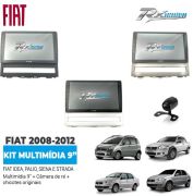 Kit Multimídia 9" Para Fiat Idea, Palio, Siena e Strada 2008 até 2012 - C/ Câmera de ré